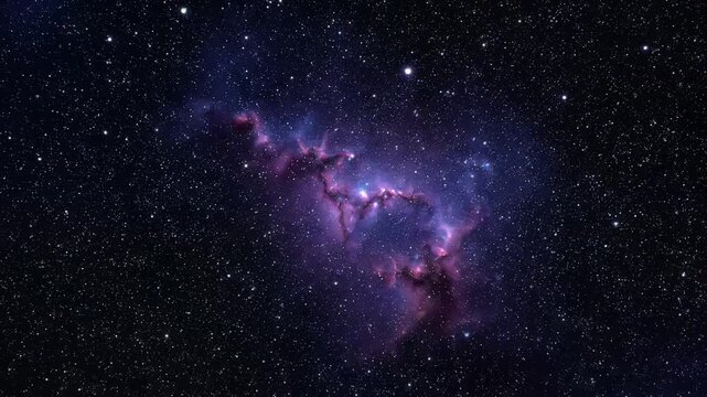 Cosmic nebula glow with deep purple and blue hues in vast outer space celestial background