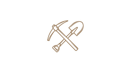 Mining tools pickaxe and shovel crossed. © Andi