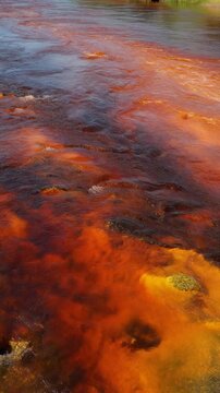 Surreal Flowing Red River with Mineral Rich Water Generative AI
