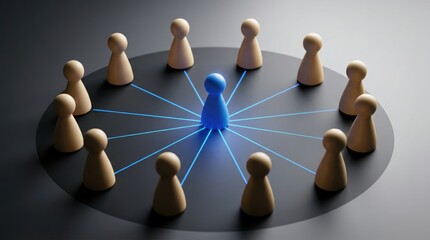 Obraz premium Business team around leader with glowing connections