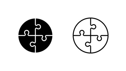 Four Piece Circle Puzzle Glyph Outline Icon Strategy