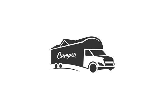 Camper van logo design vector
