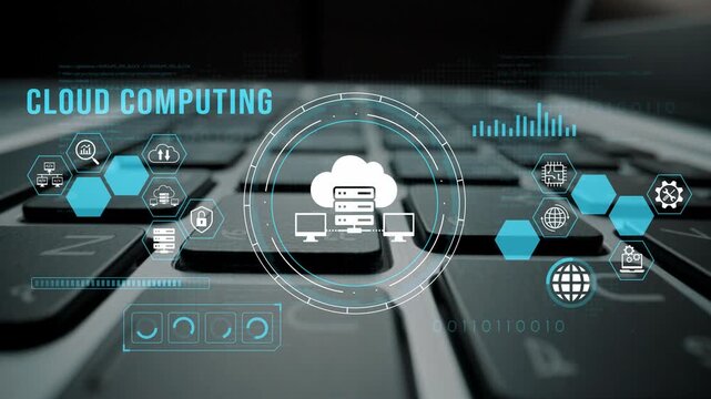 Cloud Computing Concepts Illustrated on a Keyboard with Digital Icons and Data Visualization Elements in a Modern Technology Setting. Entropy.