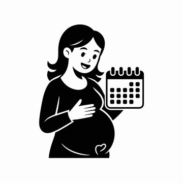 A pregnant woman holding a calendar to track her due date