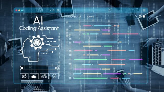 Futuristic AI Coding Assistant Interface with Data Visualization and Human Interaction in a Modern Workspace. Entropy.
