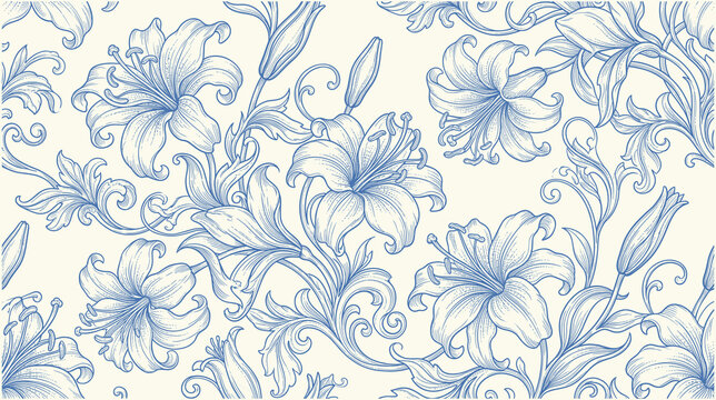 Pastel floral pattern background, hand drawn flower illustration, seamless repeating wallpaper, elegant soft print design, banner or cover image concept