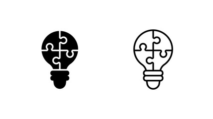 Light Bulb Puzzle Piece Idea Glyph Outline Icon Creative © andinur