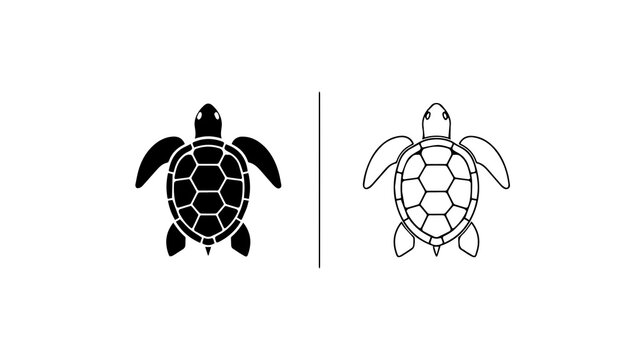 Minimalist Sea Turtle Icon Set Vector Illustration