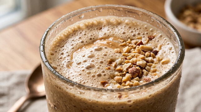 Peanut butter smoothie, close up