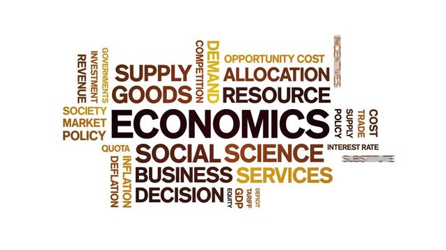 Economics animated word cloud-text design animation tag kinetic typography seamless loop.