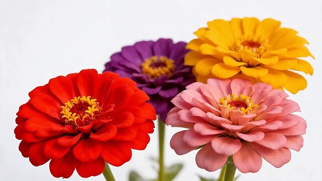 Colorful zinnia flowers in bloom