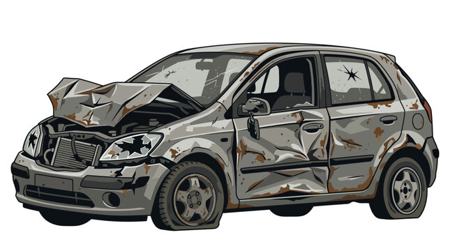 Damaged Car Crash Vehicle.
