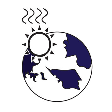 the impact of extreme heat waves or canicule on planet Earth, which is often linked to climate change challenges in the agricultural and health sectors. The picture shows the hot sun mt