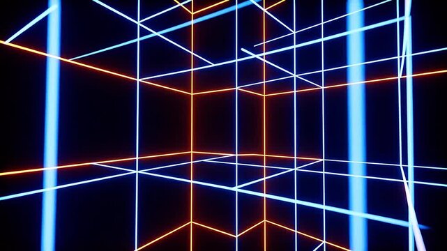 Neon grid lines in dark space