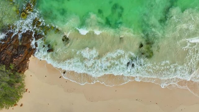 Tropical Nature sand sea and summer sea water with beautiful bright sunlight. Perfect for summer vacation and travel background	
