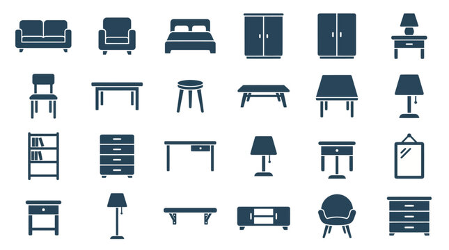 Collection of home furniture icons.