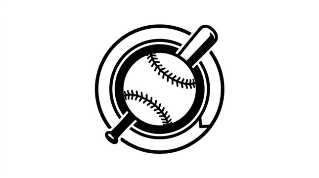 Baseball Bat and Ball Emblem Graphic.