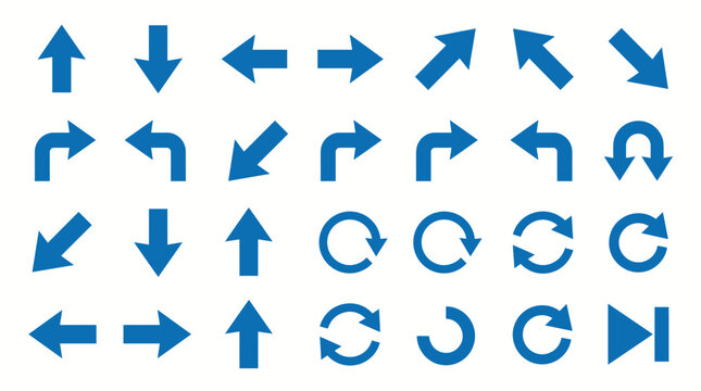 Collection of various blue arrows.