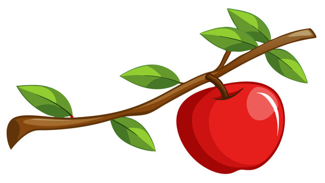 Single red apple on a branch with green leaves vitamin c fruit bowl apple tree vegetation delicious nutritious