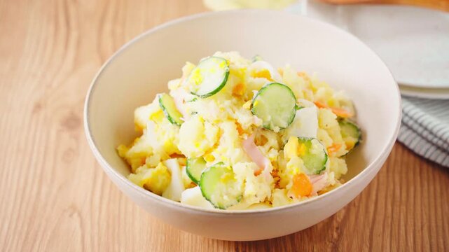 ポテトサラダ きゅうり・ハム・ゆで卵入りの家庭料理