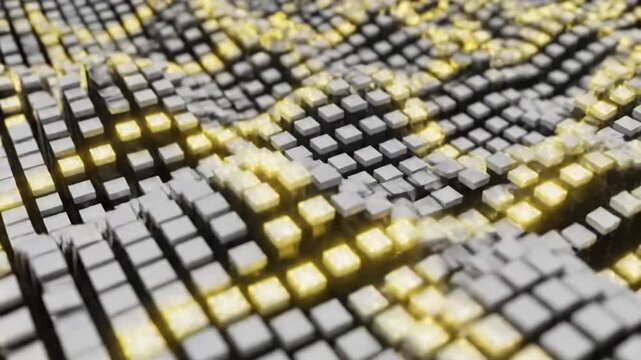 Black and white squares move smoothly to form patterns in VSRExport animation activity