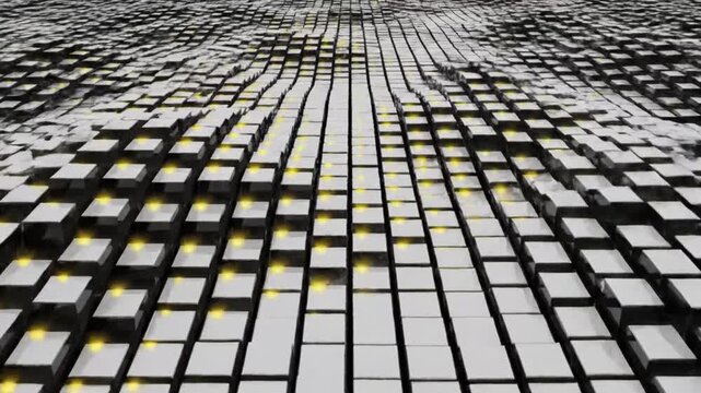 Moving black and white squares create patterns in animation using wav c VSRExport