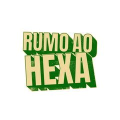 Rumo ao Hexa. Copa do Mundo de Futebol. Copa do Mundo 2026. Seleção brasileira. Estilo sticker retro. © Maressa