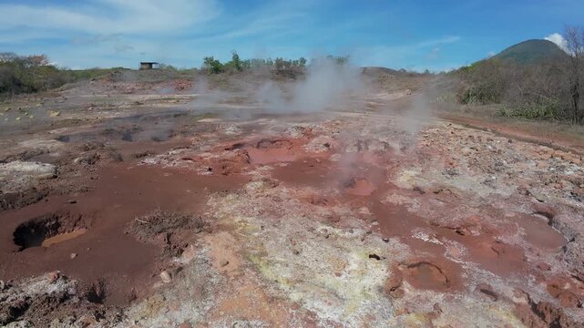 Steaming Volcanic Mud Pools In Geothermal Area Of Nicaragua
