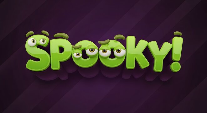 Spooky text effect, cartoon style 3d typography with eyes, fun lettering