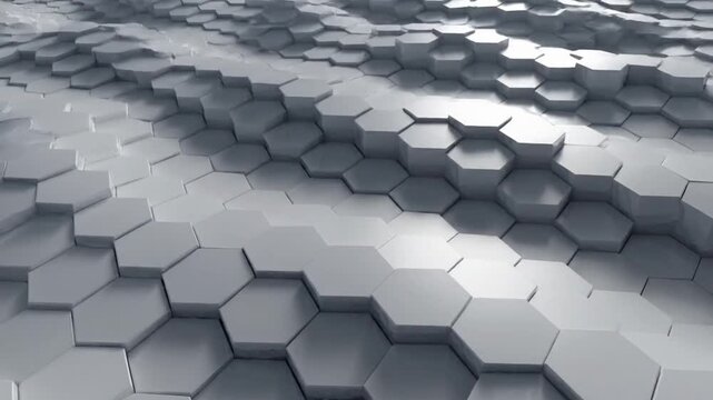 Waving motion abstract background with hexagonal pattern showcasing randomness and movement over time