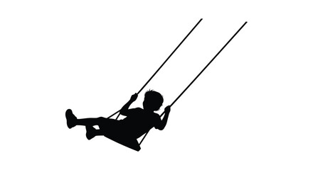 Child swinging on a rope swing silhouette © bridal creation
