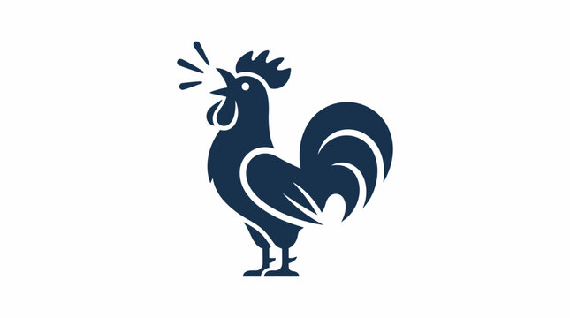 Rooster Bird Animal Silhouette Icon.