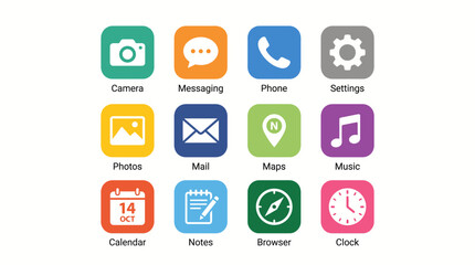 Naklejka premium Smartphone Apps Icons on Screen.