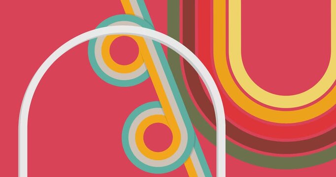 Retro 70s Background animation with Groovy 1970s art video. Minimalistic Vintage design, old-fashioned color artwork.