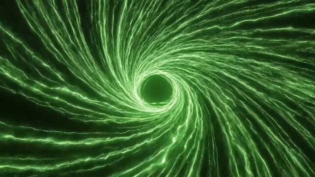 Green flowing lines create a visual loop in a magnetic field simulation showing motion and energy in a dynamic pattern