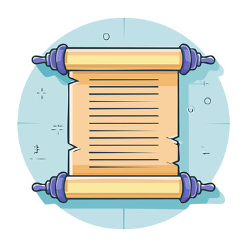 Flat design illustration of an ancient scroll with text
