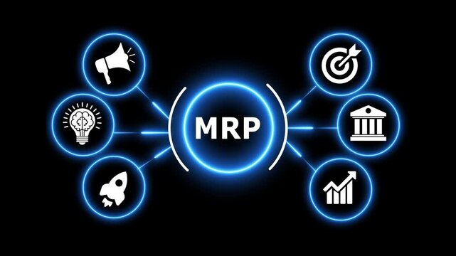 Material requirements planning system animation showing mrp business concept.