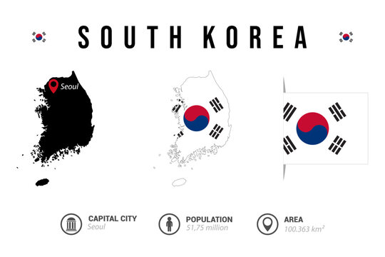 South Korea map vector illustration