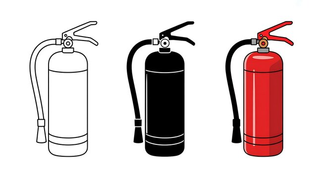 An illustration shows three fire extinguishers in different colors.