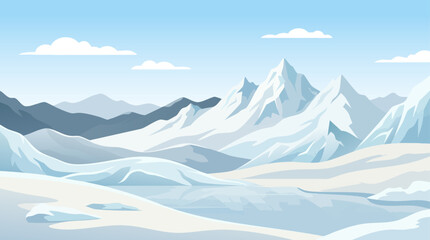 Mountain range vector illustration with blue and white color palette © MdDulal