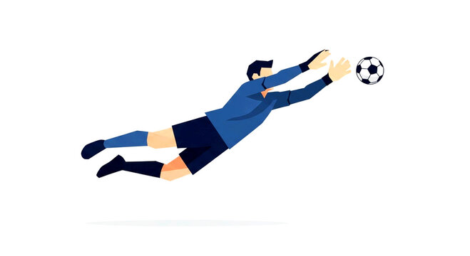 Action vector of a goalkeeper making a save in a flat design style.