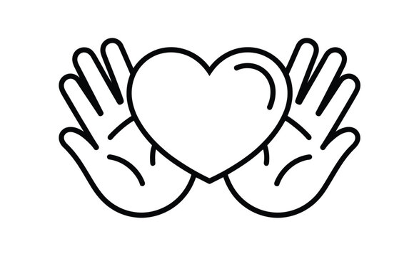 Empathy line icon, simple vector illustration isolated on white background representing compassion, emotional support, understanding, kindness, human connection, mental wellness, and social care conce