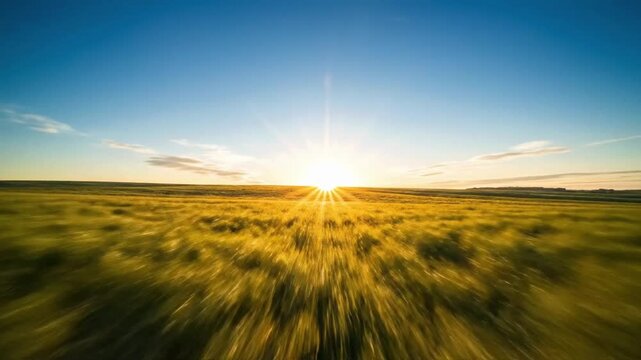 Sunrise timelapse over grasslands in open fields showing changing sky colors and natural light