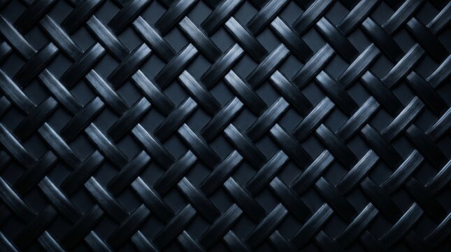 Diagonal grid texture with a black woven strap pattern and metallic reflective highlights