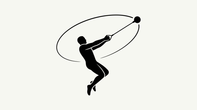 Hammer Thrower Silhouette, Athletic Sports Competition, Dynamic Action