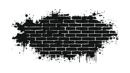 Obraz premium Black brick wall texture vector illustration with abstract grunge splatter frame