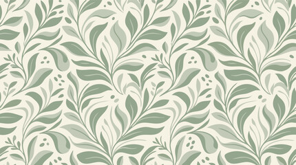 Fototapeta premium Premium botanical seamless vector pattern featuring decorative green foliage and organic leaf motifs, ideal for textiles