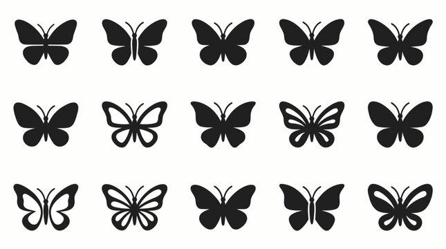 Collection of various butterfly silhouettes.