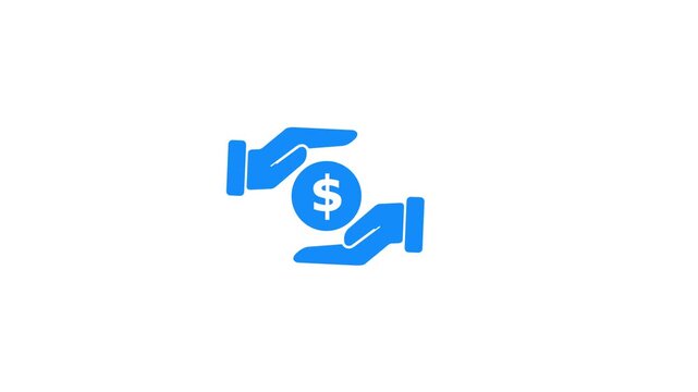 Animated hands holding coin line icon. Earning extra money animation.Animated earning icon representing income and growth on a transparent background.