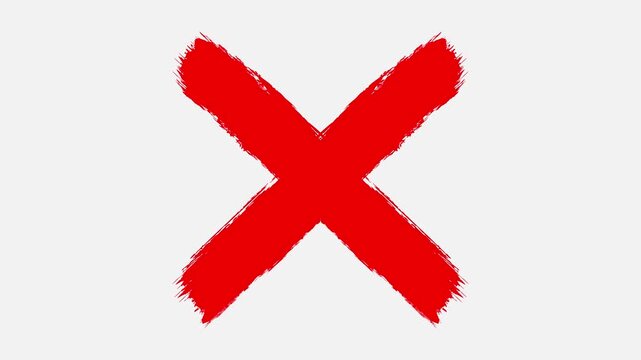 Red x mark a bold cross symbol is centered on a error background. Animated for no, decline, red,
stop,stop or band icon animation with alpha channel. wrong mark animation, red x symbol motion graphic.